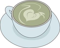 Matcha Latte in coffee cup Illustration vector