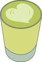 Matcha Latte heart art Drink Flat Illustration vector
