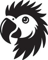 a black and white parrot head on a white background vector