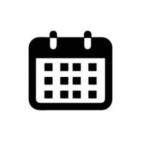 black and white calendar icon on a white background vector