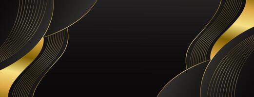 Elegant Black and Gold Abstract Luxury Banner Background. Modern wave design. Suitable for web banners, Invitations, awards, events, templates, covers, pages, and headers vector