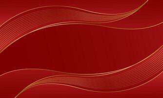 Minimalist luxury red and gold wave background vector