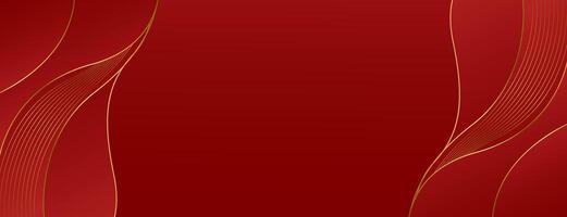 Minimalist Red and Gold Abstract Luxury Banner Background. Modern wave design vector
