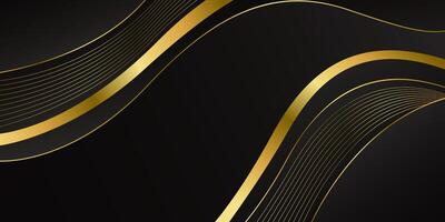 Modern Luxury Black with Golden Waves Background vector