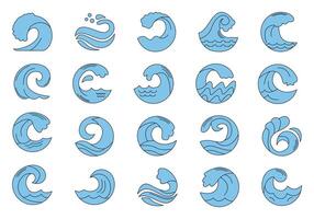 Circle Ocean Wave Icon Element Set vector