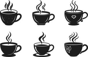 Set of Elegant Steaming Coffee Cup Vectors - Perfect for Mother's Day and Cafe Designs