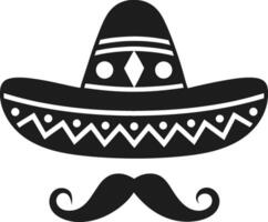 Mexican Sombrero and Mustache Icon - Cinco de Mayo Festive Design vector