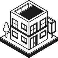 Modern Isometric House - Architectural Building Illustration vector