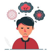 An Overwhelmed Mind Trapped in a Tangled Web of Overthinking vector