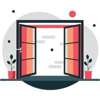 Open Window Concept Illustration in a Room with Curtains vector