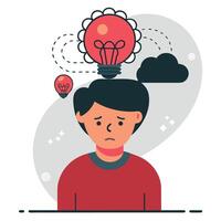 Overthinking and its Conceptual Representation in a Handheld Thought Bubble vector