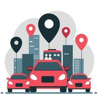 Conceptual Illustration of Ordering a Ride Using a Smartphone vector
