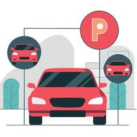 Conceptual Illustration of Modern Parking Strategies and Architecture vector