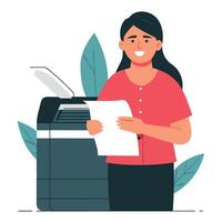 Concept Illustration of a Copying Machine Process Depicting a Photocopy Process vector