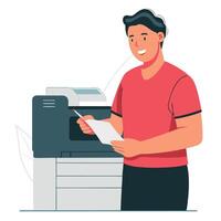 Conceptual Illustration of a Photocopy Machine in Blue and Green vector