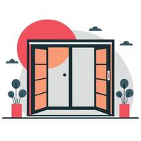 Open Window Conceptual Illustration with a Relaxing View of Nature and Greenery vector