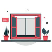 Office Window Open for Fresh Air and Natural Light vector