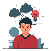 Concept Illustration of Overthinking Character Trapped in Cycles of Thought vector