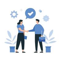 Partnership Collaboration Concept with Two Interlocking Gears and Abstract Line Art vector