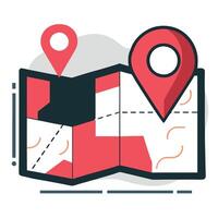 Illustrative Concept of a Detailed and Realistic Paper Map with Precise Markings vector