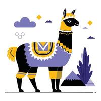 Artistic Illustration of a Peruvian Llama with Intricate Andean Patterns vector