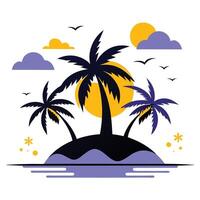 Captivating Concept Illustration of a Vibrant Palm Tree Island Paradise vector