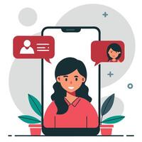Concept Illustration Depicting a Phone Conversation with Varied Emotions vector