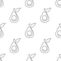 Avocado fruit seamless pattern. Single line illustration. Line art Avocado. One line Avocado texture. Outline fruit isolated on white background. Textile, fabric, texture design vector