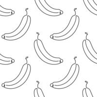 Banana fruit seamless pattern. Single line illustration. Line art Banana. One line Banana texture. Outline fruit isolated on white background. Textile, fabric, texture design vector