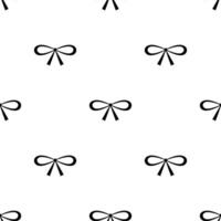 Hand drawn tied bow silhouette seamless pattern. Single line illustration. Line art bow tie. Tied ribbon in doodle style. Outline Decoration element. Textile, fabric, texture design. vector