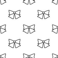 Hand drawn tied bow seamless pattern. Single line illustration. Line art bow tie. Tied ribbon in doodle style. Outline Decoration element. Textile, fabric, texture design. vector