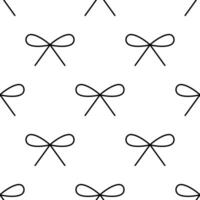 Hand drawn tied bow seamless pattern. Single line illustration. Line art bow tie. Tied ribbon in doodle style. Outline Decoration element. Isolated on white. Textile, fabric, texture design. vector