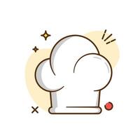 The image shows a cartoon illustration of a chef's hat. The hat is white with a puffy, rounded top and a shorter, cylindrical base vector