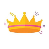 The image shows a cartoon illustration of a golden crown. The crown has a classic design with several pointed peaks vector