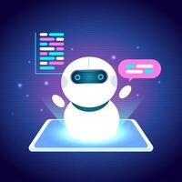 Futuristic AI Chatbot with Digital Interaction vector
