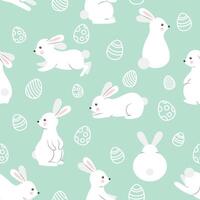 Pattern with cute rabbits and Easter eggs vector