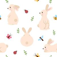 Pattern with cute rabbits on a white background vector
