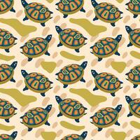 Sea turtle seamless pattern. Folk boho turtle on an abstract background. illustration for fabric, fashion, kids, background, packaging, wrapping paper, cover vector