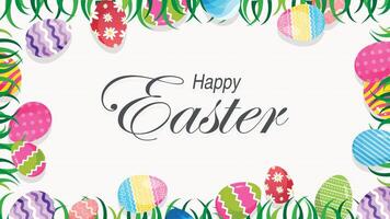 Happy Easter Background with Colorful Eggs on White Background. Happy Easter Vintage Sign with Easter Element Frame. Good for Poster, Card, Invitation, Flyer, Cover, and Banner. vector