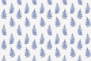 Elegant seamless pattern of blue minimalistic fern leaves in on a white background. Ideal for natural ornament designs, fabric prints, wallpapers, and stationery. vector