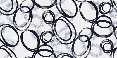 Seamless pattern with abstract black oval shapes on a light background, accented with textured grey and white dots. Dynamic and modern design, suitable for fabric, wrapping paper, digital vector