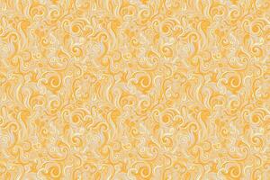 Seamless pattern with intricate swirling lines in blue and white tones on a yellow background. Elegant, delicate, and decorative, ideal for feminine designs, textiles, wallpapers, packaging vector