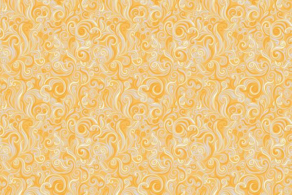 Seamless pattern with intricate swirling lines in blue and white tones on a yellow background. Elegant, delicate, and decorative, ideal for feminine designs, textiles, wallpapers, packaging