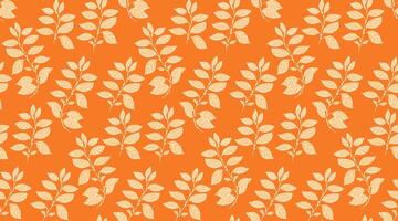 Seamless botanical pattern with leaves on bright orange background. Minimalistic and elegant design for ornament. Ideas for textiles, wallpapers, packaging, and autumn theme branding. vector