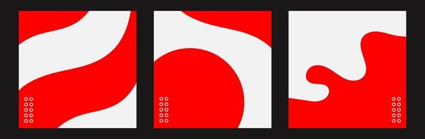 Set of abstract red square background for social media design vector