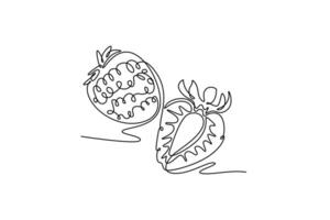 Strawberries. Fruits concept. Single line draw design. graphic illustration vector