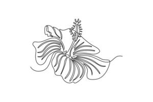 Hibiscus. Tree and flower concept. Single line draw design. graphic illustration vector