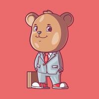 Working Bear Character in a Suit. vector