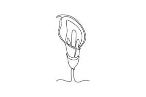 Calla Lily. Tree and flower concept. Single line draw design. graphic illustration vector