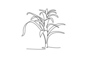 Guzmania. Tree and flower concept. Single line draw design. graphic illustration vector